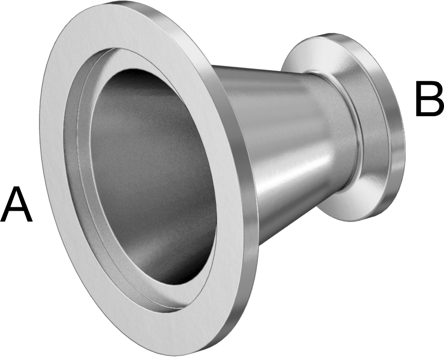 Hızlı Kelepçeli Yüksek Vakum Bağlantı Parçası, Paslanmaz Çelik Boru için, 1-1/2" x 3/4" Dış Çaplı Boru için Redüktör — 16, 40, Hızlı Kele…