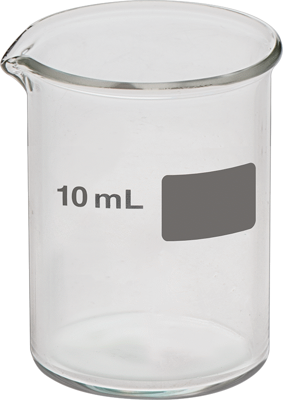 Borosilikat Cam Beher, 0.34 FL oz/10 ml Kapasite, 1" Çap, 1-1/4" Yükseklik