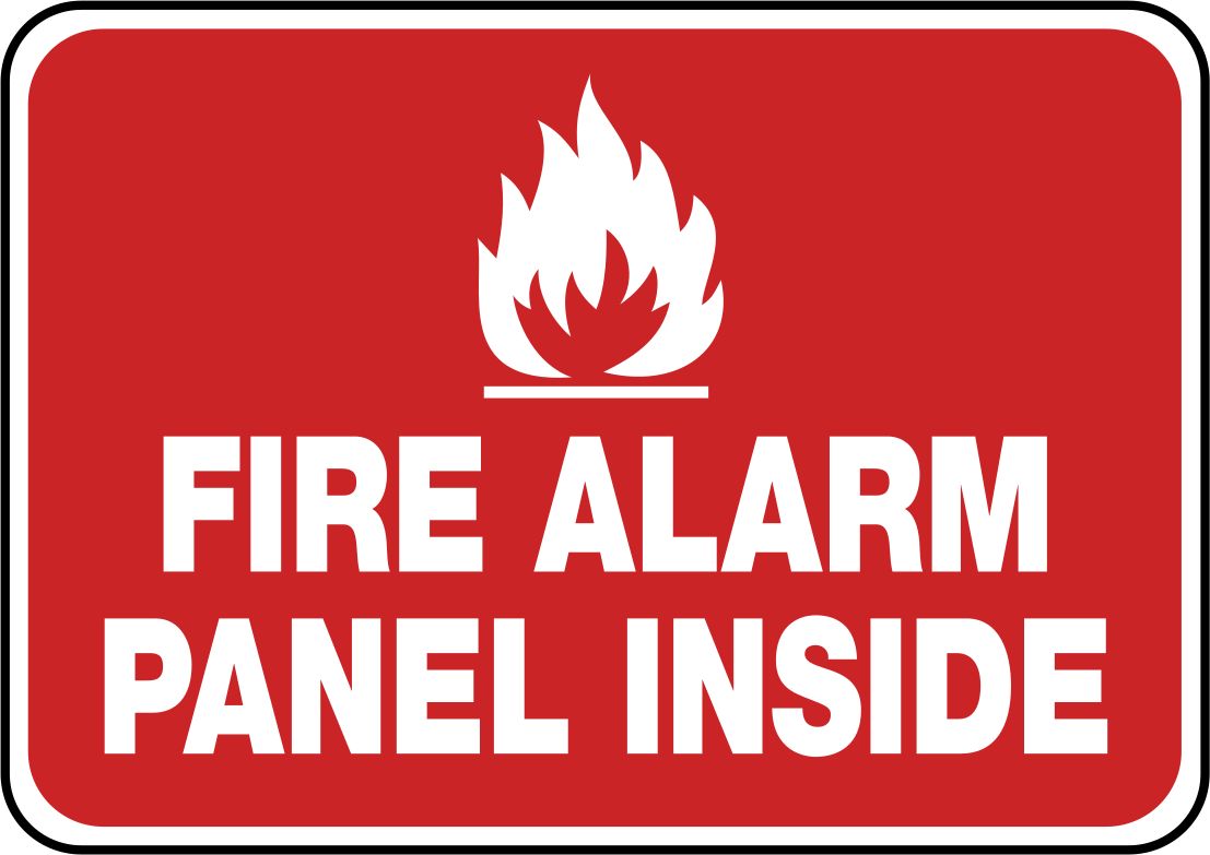 Fire Alarm Panel Inside (English)—Red with White Message