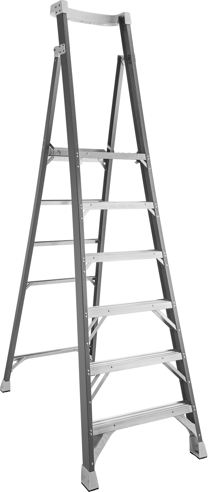 Fiberglas Platform Basamaklı Merdiven, Tip 1A, 300 lb. Kapasite, 9 Fit Yükseklik x 32" Genişlik x 56" Derinlik Toplam — 6 ft., Alüminyum,…