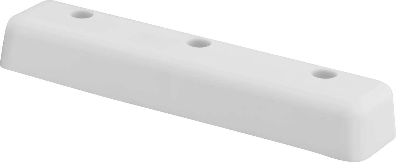 Dişsiz Delikli Tampon, Beyaz Kauçuk Karışımı, 2.5" Genişlik — 1 1⁄2", 1/4", Konik Dikdörtgen