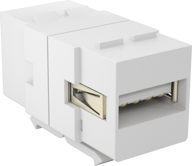 Keystone Duvar Plakaları için USB Adaptörü, Çift Yönlü USB A Dişi x USB B Dişi, Standart 2.0, Beyaz — Adaptör, 2.0, Düz