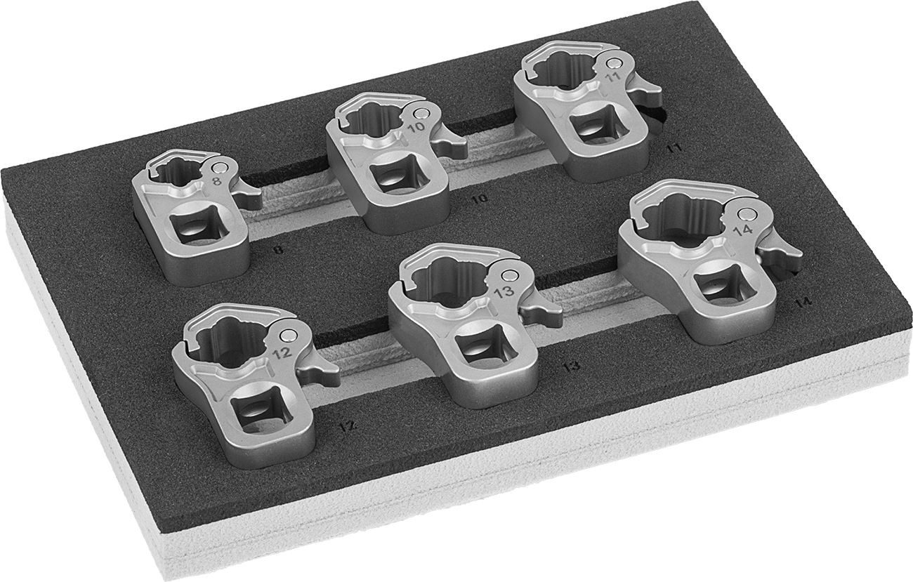 Geçmeli Açılır Cırcırlı Kutu Uçlu Anahtar Başlığı Seti, 3/8" Kare Tahrik, 6 Parça