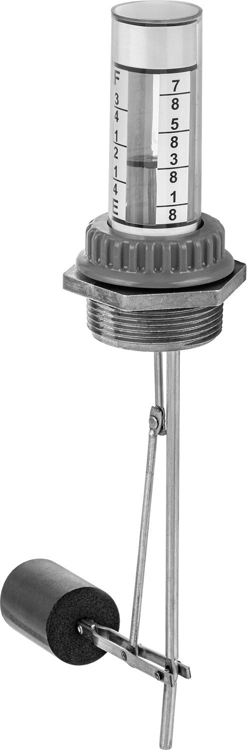 Dikey Montajlı Sıvı Seviye Göstergesi, 8" derinlikli tank için, 1-1/2 NPT Erkek