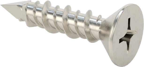 Duvar ve Beton için 410 Paslanmaz Çelik Kılavuzlu Vida, Havşa Başlı Phillips, 1/4" Vida Boyutu, 1-1/4" Uzunluk