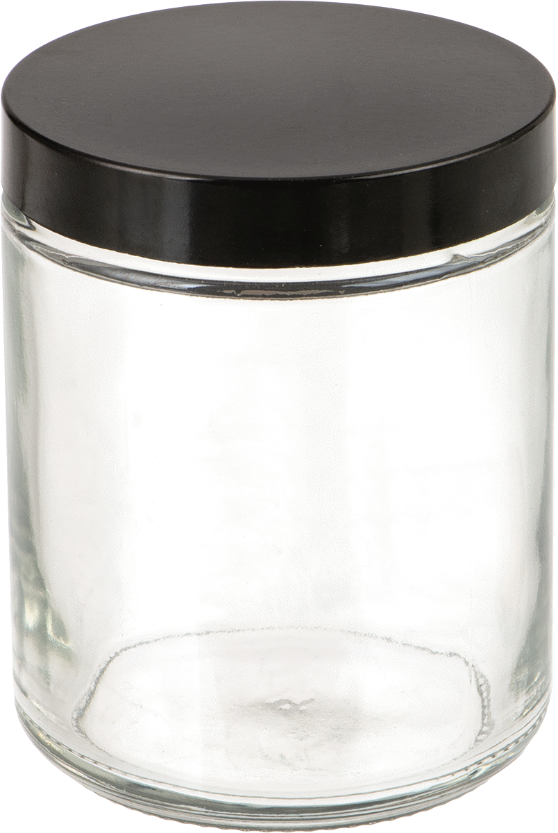 PTFE Plastik Contalı Şeffaf Cam Kavanoz, 8 FL oz/235 ml Kapasite — Glass, Phenolic, Plastic, PTFE, Soda-Lime Glass, 8 fl. oz., 235 ml, Si…
