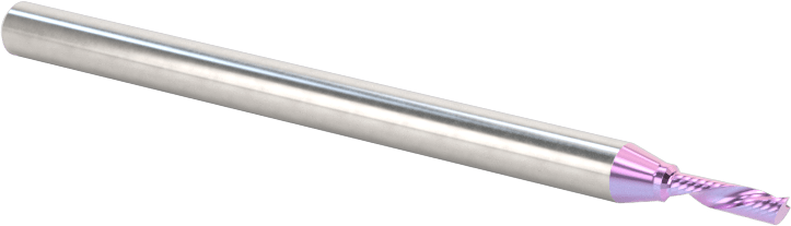 Seramik Kaplı Karbür Spiral Freze Ucu, Plastik için, Aşağı Çıkarma, 1/16" Kesim Çapı, 1/4" Uzunluğunda Kesim