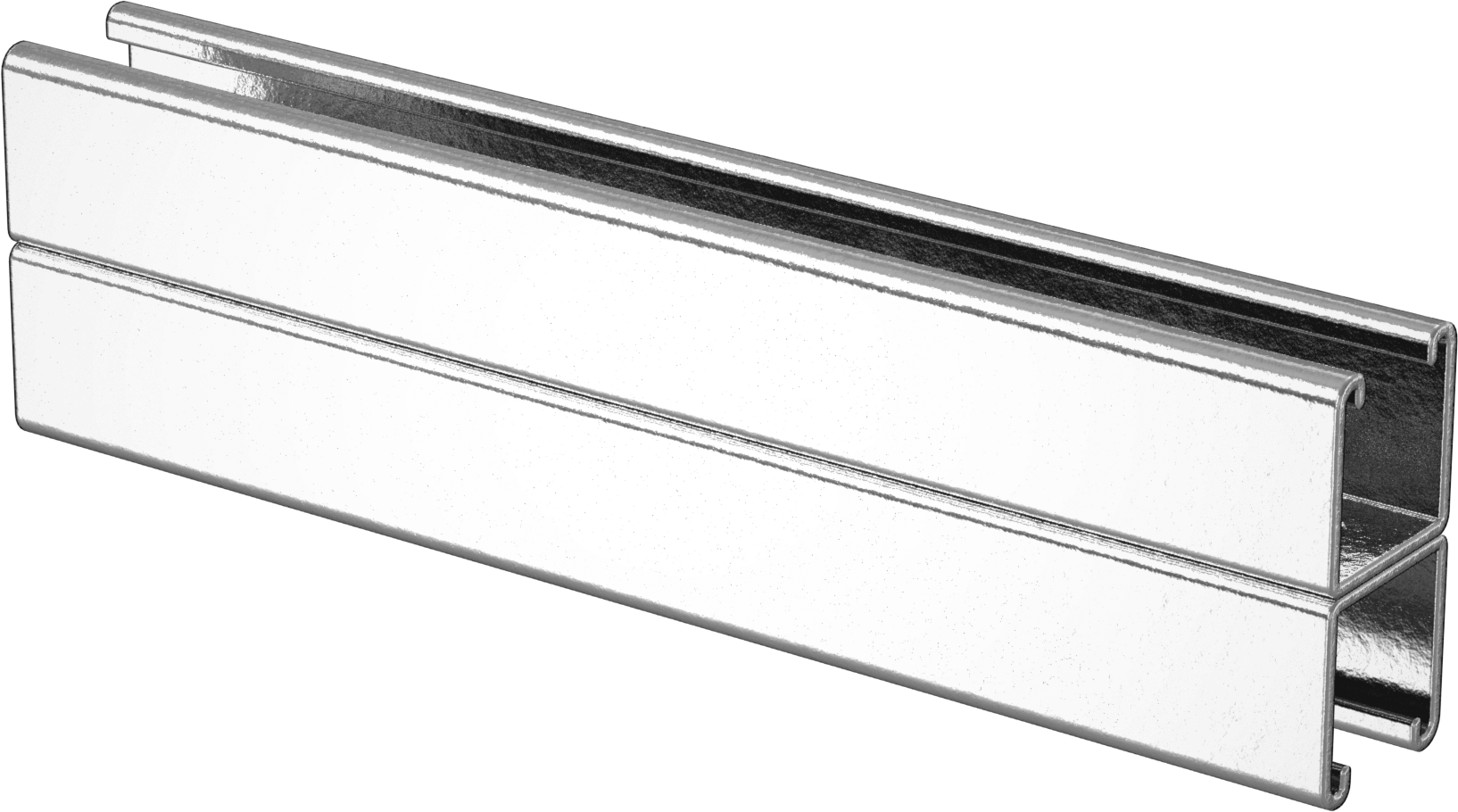 Sırt Sırta İstiflenmiş Dikme Kanalı, Yivli Delik, Çinko Kaplı Çelik, 1-5/8" Yükseklik, Uzunluk — Stacked, Standard, Yivli Delik, Çelik