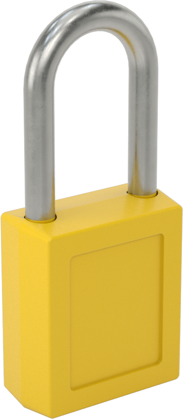Etiketli Ekstra Boşluklu Kilitli Asma Kilit, Master Lock 410-Sarı Gövde, #By3 Anahtara Uyumlu Anahtar