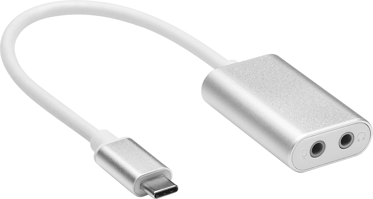 USB Adaptörü, USB C Fiş x 1/8" Ses Soketi, 8" Uzunluk Kordon — Adaptör, 8", Korumasız