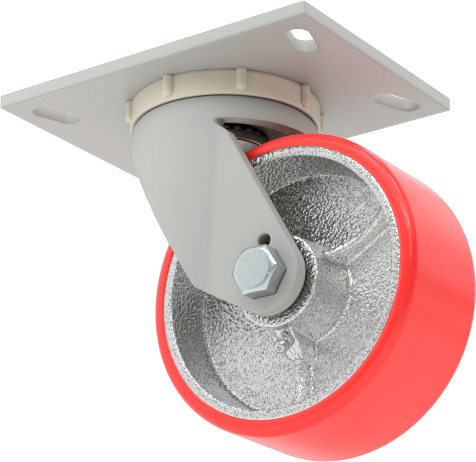 6-1/4" x 4-1/2" Plakalı Yüksek Kapasiteli Mauler Tekerlek, 5" Çapında Poliüretan Tekerlekli Döner