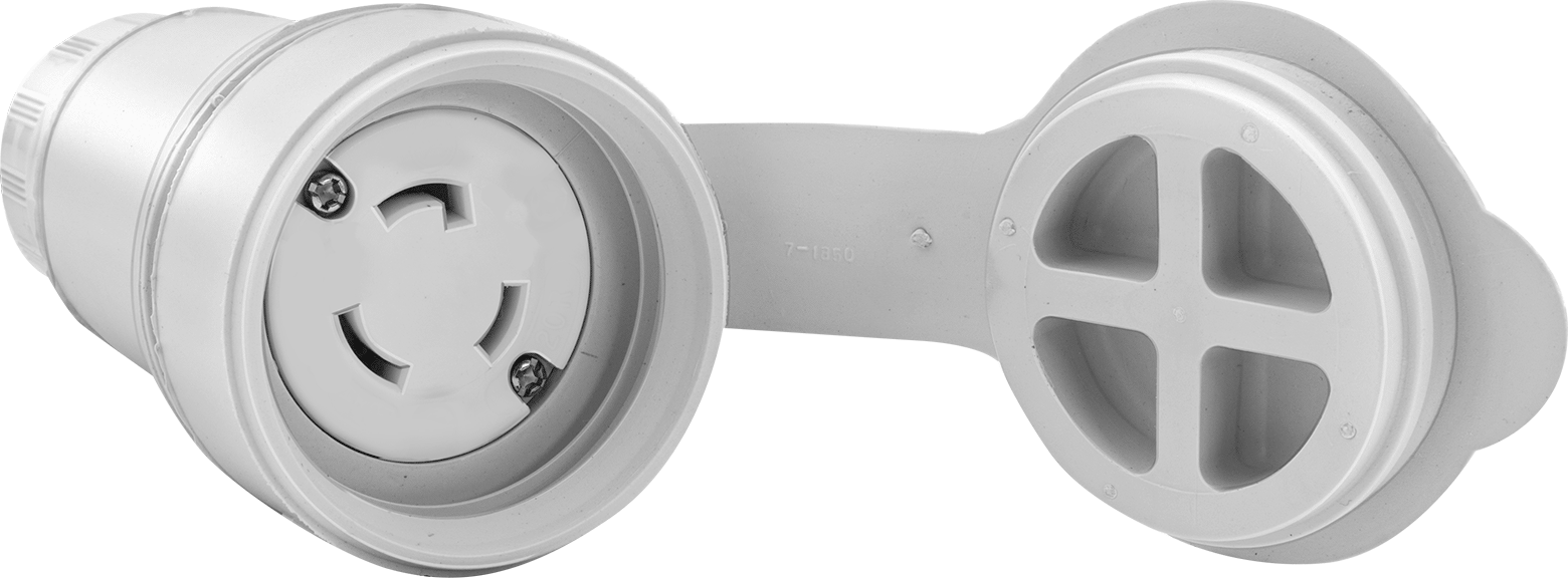 Yıkanabilir Döner Kilit Konektörü, Topraklı Üç Yuvalı Soket, NEMA L5-20, Takılı Kapak — L5-20, 125V AC, Aşındırıcı, Tozlu, Yağlı, Dış Mek…