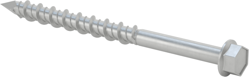 Duvar ve Beton için 410 Paslanmaz Çelik Kılavuzlu Vida, Altıköşe Başlık, 1/4" Vida Boyutu, 3-1/4" Uzunluk