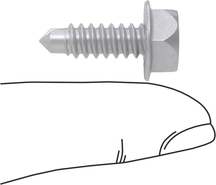Metal için Sıyırmaya Dayanıklı Delme Vidaları, Standart Başlık, Paslanma ve Aşınmaya Dayanıklı Çelik, 1/4" Boyut, 3/4" Uzunluk