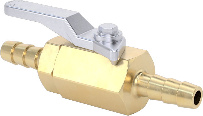 Pirinç Gövdeli Açma/Kapama Vanası, Viton® Conta, 1/4" İç Çaplı Boru için Standart Tırnaklı Bağlantı Parçaları