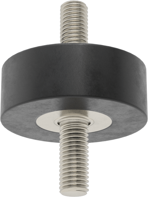 Doğal Kauçuk Titreşim Sönümleyici Sandviç Montaj, M10 x 1.5 mm Dişli 304 Paslanmaz Çelik Saplama, 660 lb. Kapasite