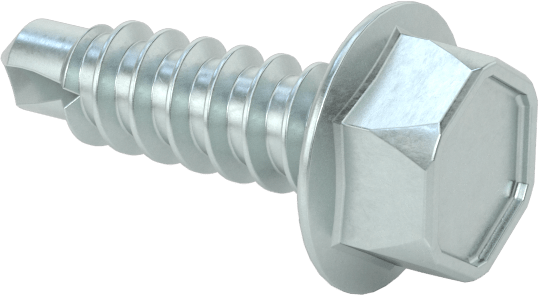 Metal için Sıyırmaya Dayanıklı Delme Vidaları, Düşük Basınç, Çinko Kaplı Çelik, Numara 8 Boyut, 9/16" Uzunluk — Delme, Flanged, Hex, 9⁄16"