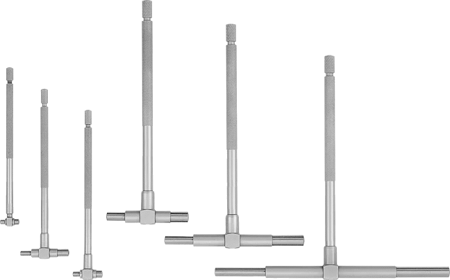 Mitutoyo Teleskopik İç Çap Komparatörü Seti, 6 Ölçer, 8 mm ila 150 mm Aralık, Model Numarası 155-905