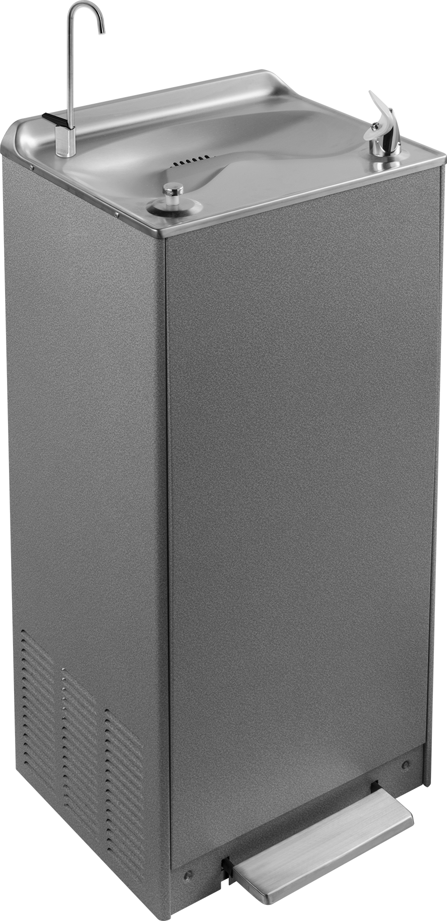 Soğutmalı İçme Çeşmesi, Gri Çelik Muhafazalı, 7.6 gph, 41-1/2" x 18" x 14-1/2" — Soğutmalı, 7.6 gph, 41 1⁄2"