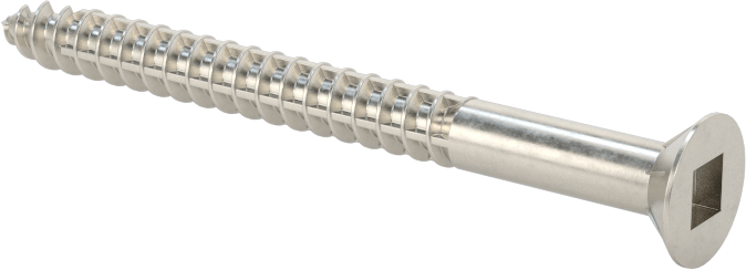 Ahşap için Tırtıklı Kare Tabanlı Havşa Başlı Vidalar, 18-8 Paslanmaz Çelik, Numara 6 Boyut, 1-5/8 inç Uzunluk — No. 6, 18-8 Stainless Ste…
