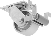 6-1/4" x 4-1/2" Plakalı Viking Tekerlek, Yüksek Kapasiteli, Frenli Döner Tekerlek ve 5 inç Çapında Demir Tekerlek