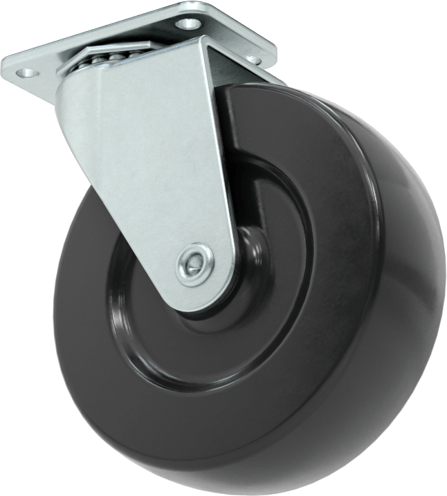 Statik Kontrol Plakalı Tekerlek, 3" Çap x 15/16" Genişlikte Siyah Katı Kauçuk Tekerlekli Döner Tekerlek