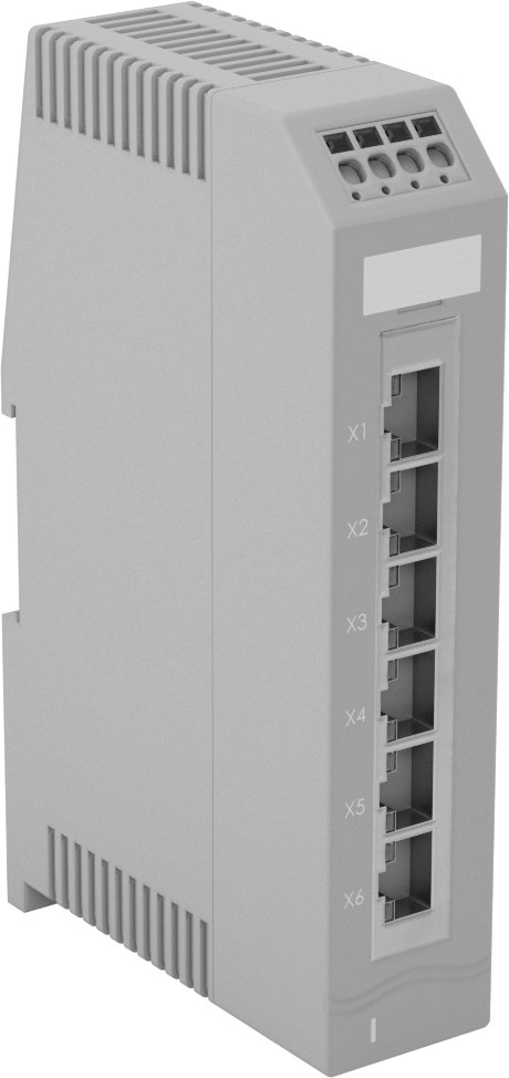 Cihaz Öncelikli Ethernet Anahtarı, Port Yansıtma ve 6 RJ45 Soketli, DIN Rayı Montajı — 9V DC ila 30V DC, DIN Rail, 1 Gbit/s