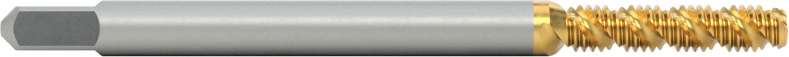 Kör Delikler için Yüksek Hızlı Çelik Talaş Temizleme Koyma Ucu, TiN Kaplamalı, Alt Pah, M3 x 0.5 mm Diş Boyutu
