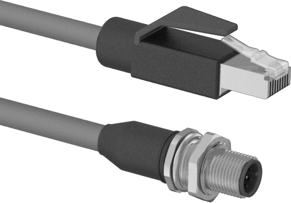 Ethernet Kablosu, a Kodlu M12 x RJ45 Fişli, 3 Fit Uzunluk