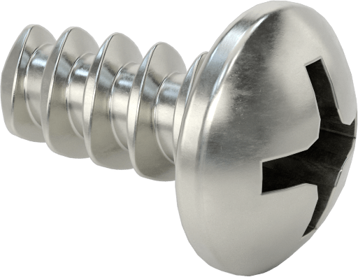 Phillips Yuvarlak Başlı Diş Açıcı Vidalar, Plastik için, 18-8 Paslanmaz Çelik, 1/4" Vida Boyutu, 1/2" Uzunluk