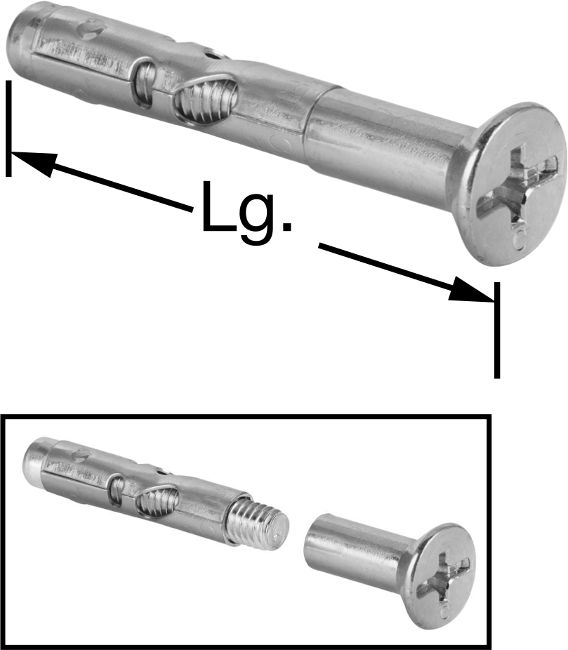 Blok ve Tuğla için Havşa Başlı Gömlekli Dübeller, 1/4" Çap, 1-1/2" Uzunluk
