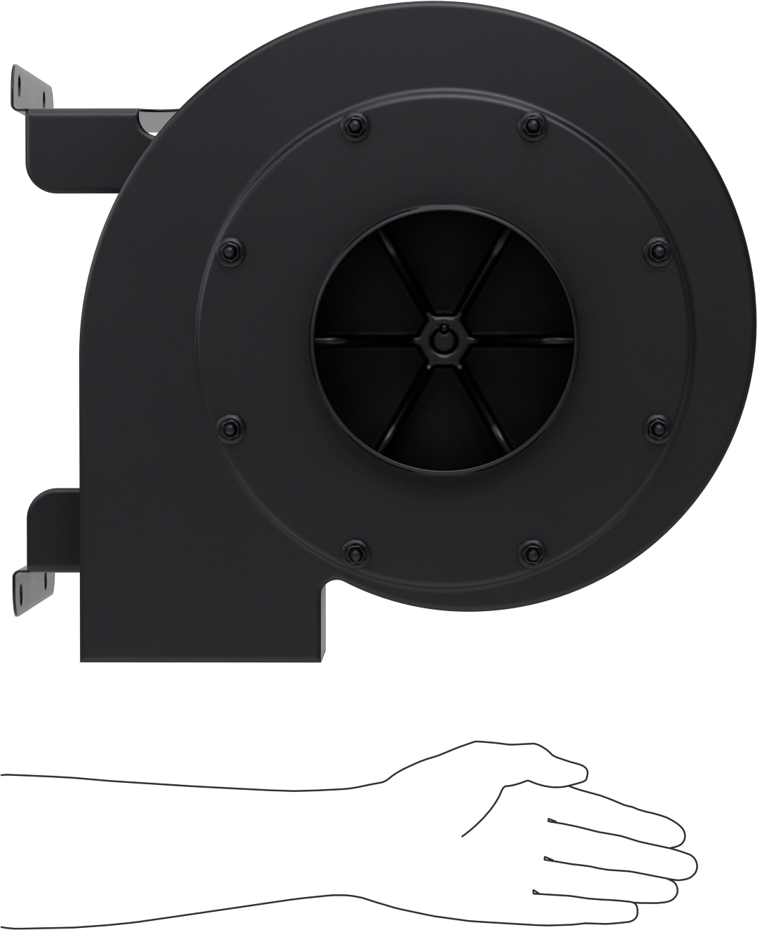 Yüksek Çıkışlı Üfleyici, Dikdörtgen Priz, Kapalı, 120/208-230V AC, 1.5 hp