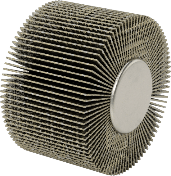 Lamelli Zımpara Çarkı, Dişli Saplama, Pürüzlü Yüzey için, 60 Kum, 1-5/8" Çap, 1" Genişlik