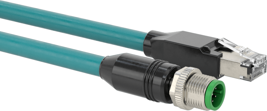 Ethernet Kablosu, a Kodlu M12 x RJ45 Fişli, 3 Fit Uzunluk