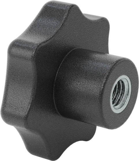Naylon Yedi Kollu Topuz, M10 x 1.5 mm Dişli Geçiş Deliği ile