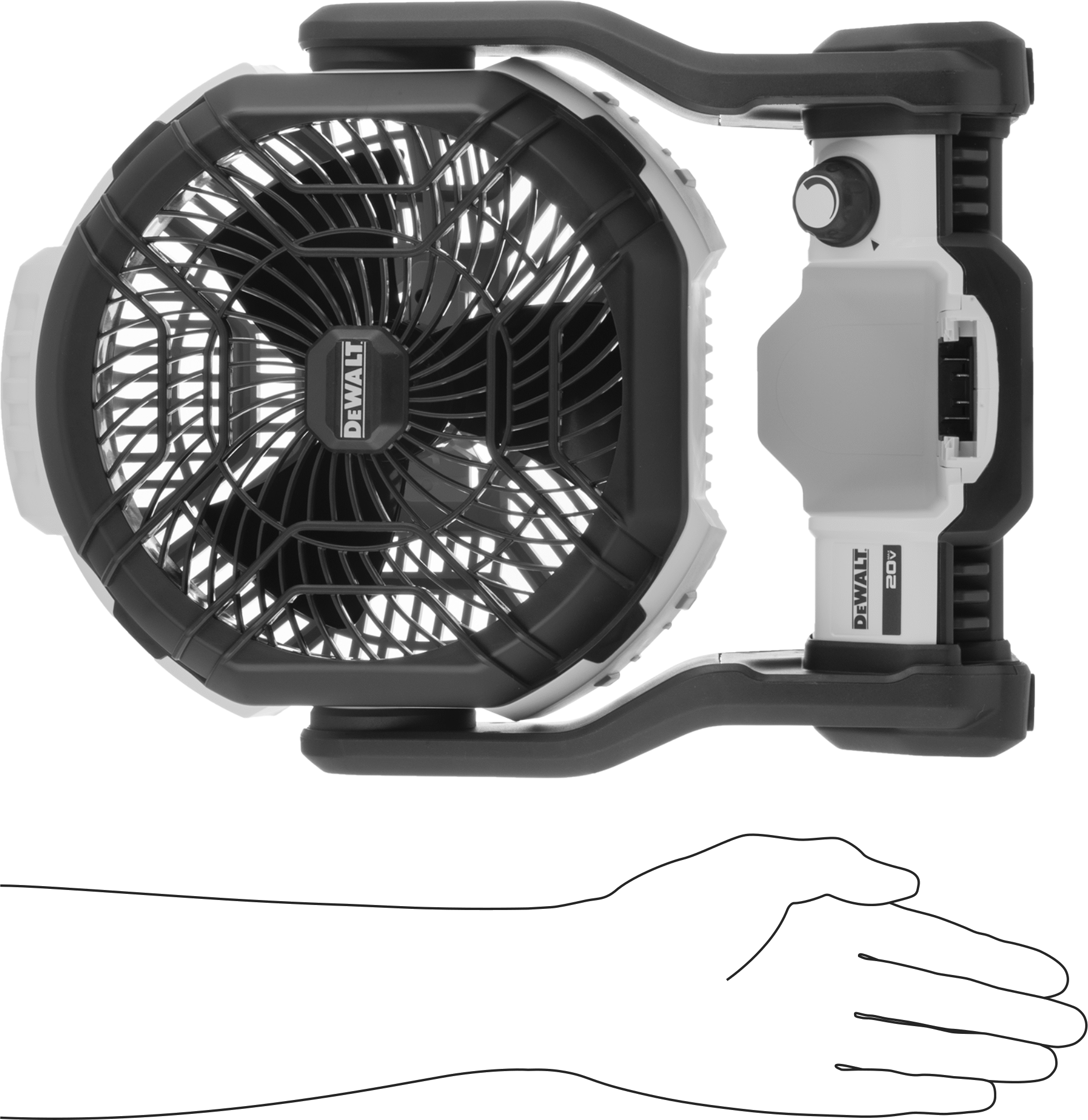 Pille Çalışan Taşınabilir Fan, DeWalt 20V DC Piller için
