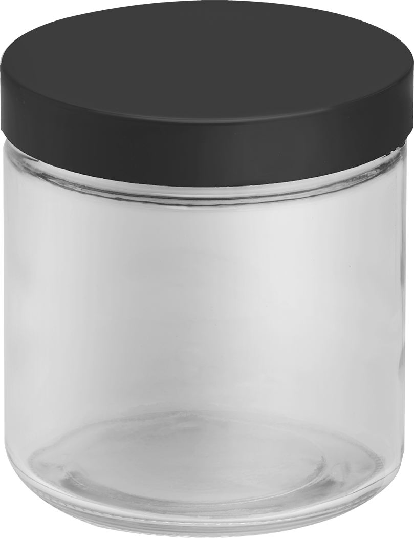 Kaplamalı Kağıt Mühürlü Cam Kavanoz, 16 FL oz/475 ml Kapasite, Şeffaf — Glass, Paper, Phenolic, Plastic, Soda-Lime Glass, 16 fl. oz., 475…