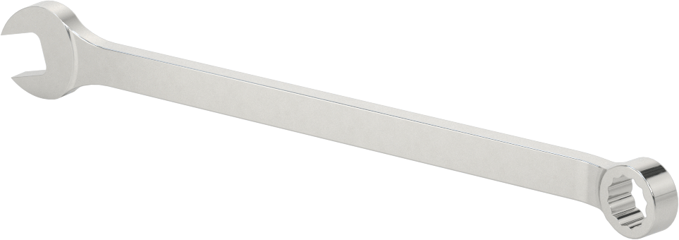 Parlatılmış Krom Kaplama Kombinasyon Anahtarı, 12 Noktalı Açıklıklı, 3/8" Boyut, 6-1/2" Toplam Uzunluk
