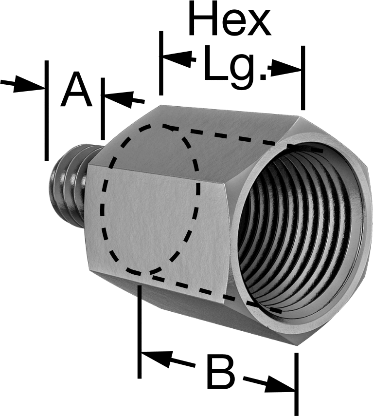 Erkek-Dişi Altıgen Dişli Adaptör, 1/4"-20 Dişli Erkek - 1/8 NPT Dişi