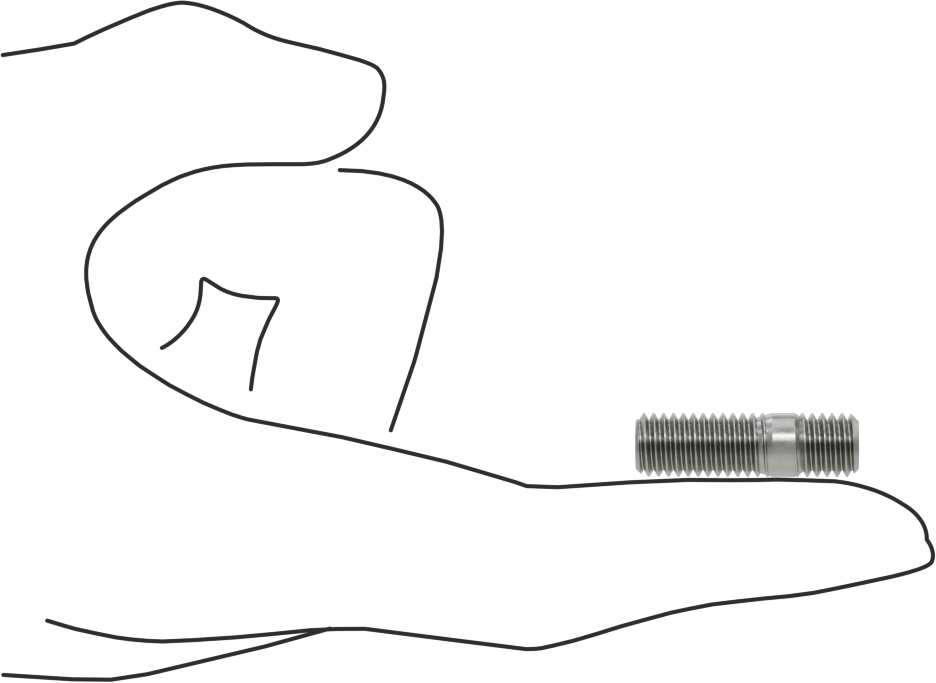 Her İki Ucu Dişli Kurulum Saplaması, Çelik, M8 x 1.25 mm Boyut, 14 mm ve 8 mm Diş Uzunlukları, 28 mm Uzunluk