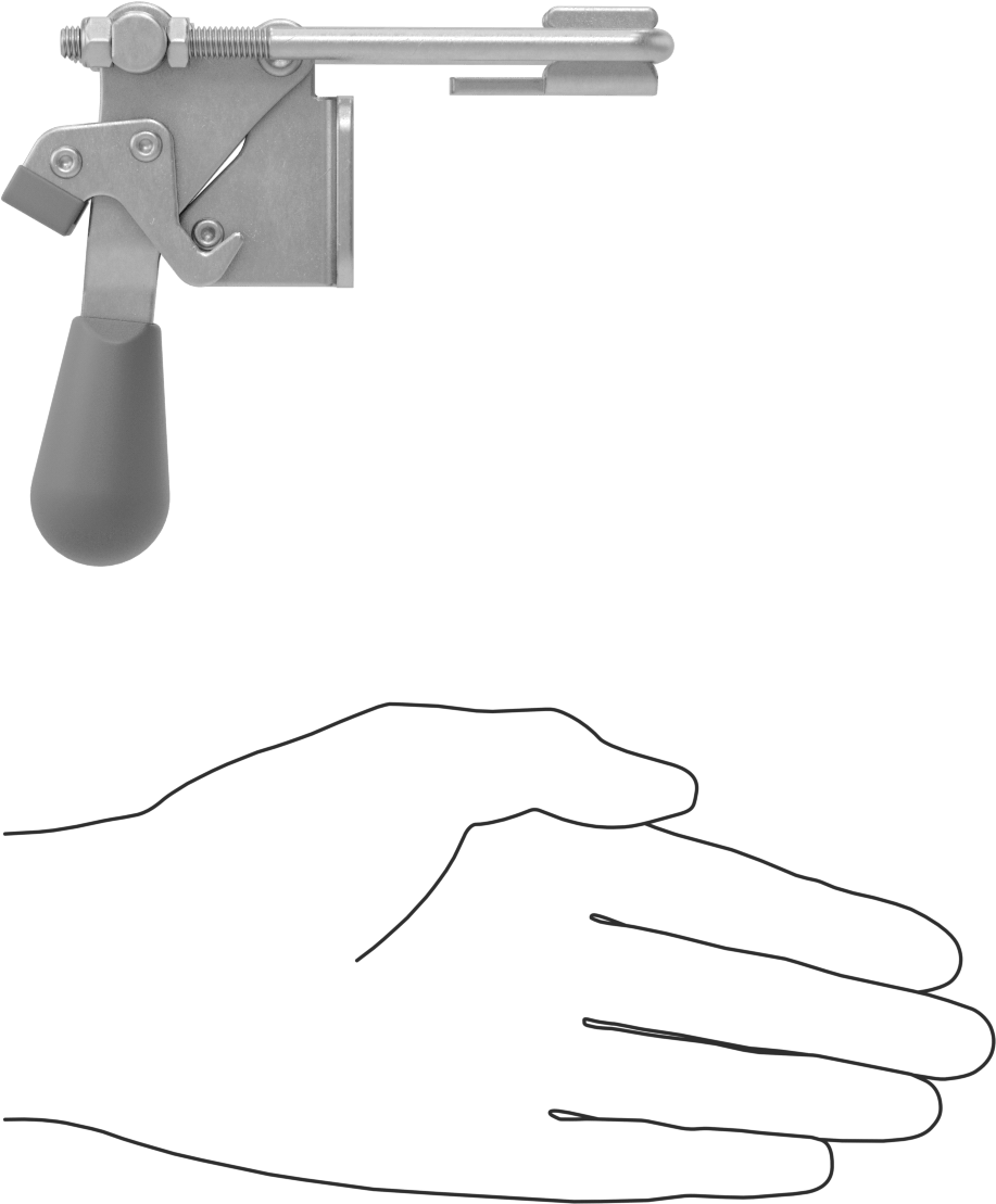 Dik Açı Mandallı Mandal Kelepçe, Kilitlenebilir Tutamak, Çelik, 1000 lbs. Kapasite, 4-7/8" Toplam Yükseklik