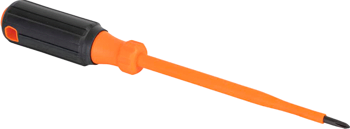Elektrik Yalıtımlı Tornavida, Yastıklı Tutamaklı, 1 numaralı Phillips, 10-1/4" Toplam Uzunluk — 10 1⁄4", 6", Elektrik Yalıtımlı