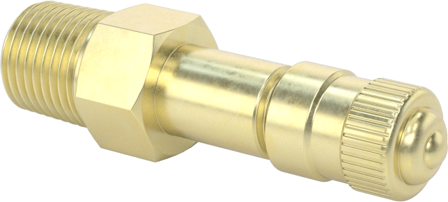 Hava Doldurma Vanası, Pirinç, NPT x 11/16" Uzunluğunda Schrader, 200 PSI — Basınçlı Hava, Pirinç, 200 psi