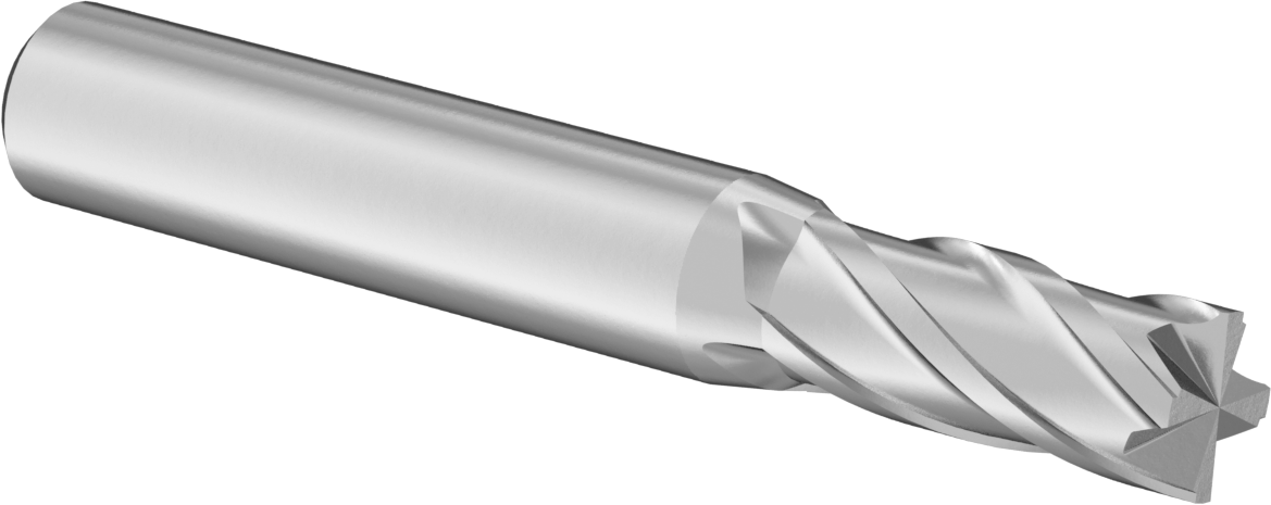 Karbür Freze Ucu, Kare Uç, Kalay, 4 Kanallı, 21/64" Freze Çapı, 2-1/2" Toplam Uzunluk