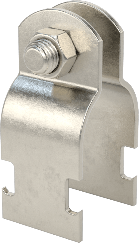 Strut Montajlı Metal Yönlendirme Kelepçesi, 316 Paslanmaz Çelik, 1-1/4" İç Çap, 5/64" Kalınlık