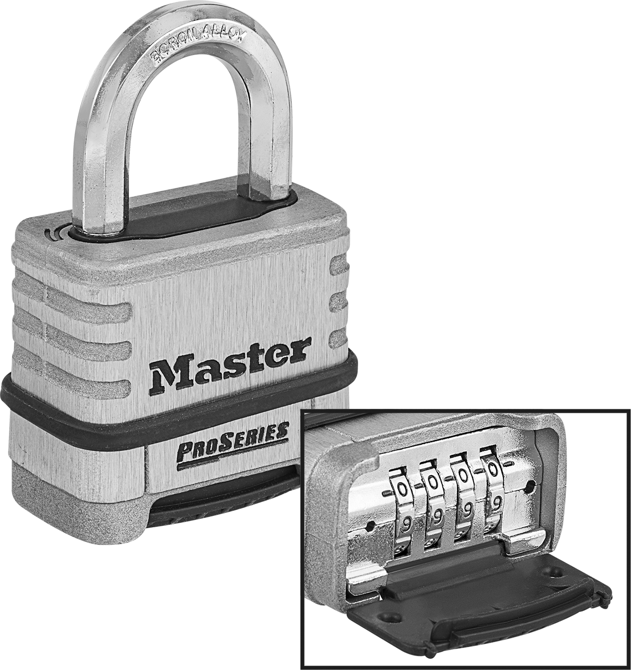 Hava Koşullarına Dayanıklı Sıfırlanabilir Şifreli Asma Kilit, Pirinç Gövde, Master Lock 1175 1-1/16" Dikey Açıklık — Yuvarlanan Rakam, Ko…