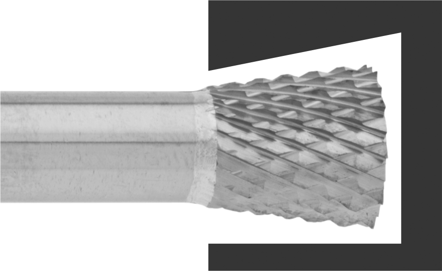 1/4" Çaplı Şaftlı Elmas Dişli Karbür Frez, Ters Konik, 1/4" Baş Çapı