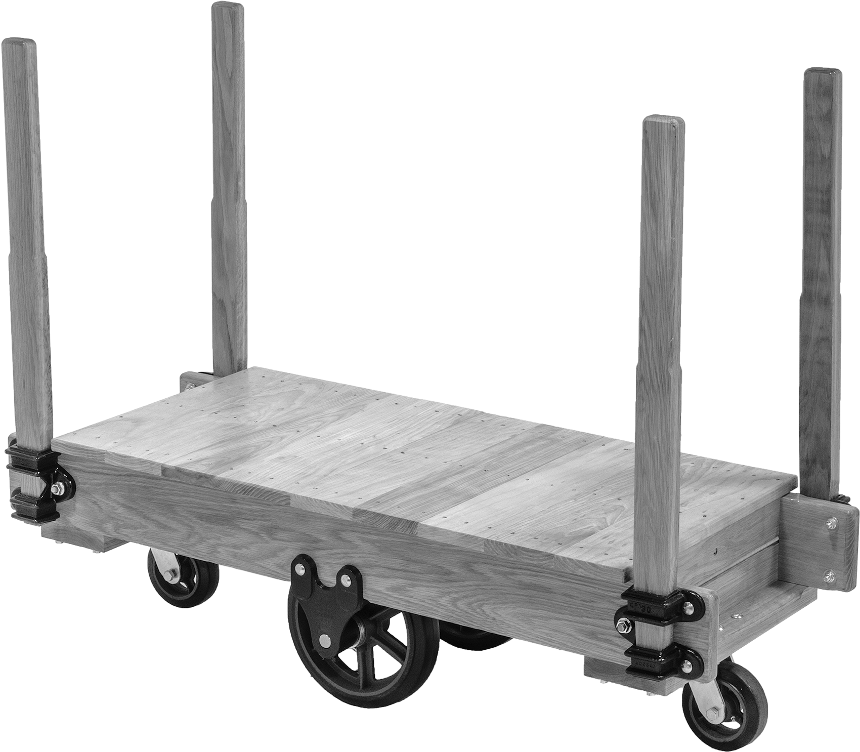 Köşe Kazıklı Platform Arabası, 48" Uzunluk x 24" Genişlik x 16-1/4" Yükseklik Ahşap Platform
