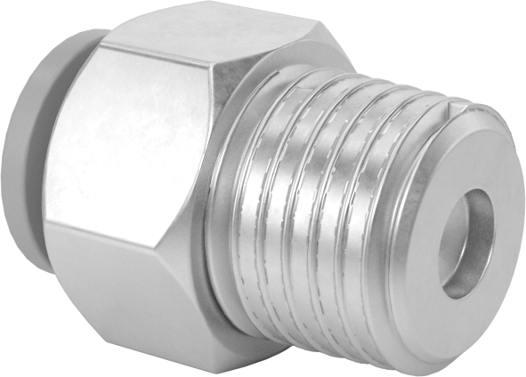 Bas-Bağlan Pirinç Gövde Delikli Vana, Adaptör, 1/4 NPT Erkek, 1/4" Boru Dış Çapı için, 0.01 inç Çap