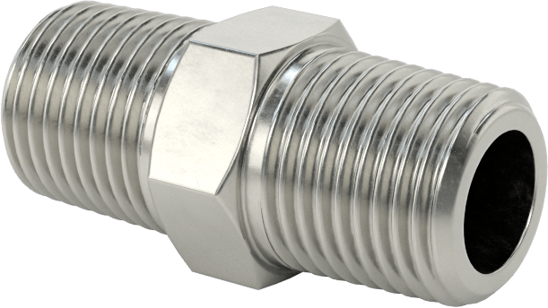 303 Paslanmaz Çelik Gövdeli Dişli Delikli Vana, Konektör, 1/8 NPT Erkek x Erkek, 0.018 inç Delik Çapı